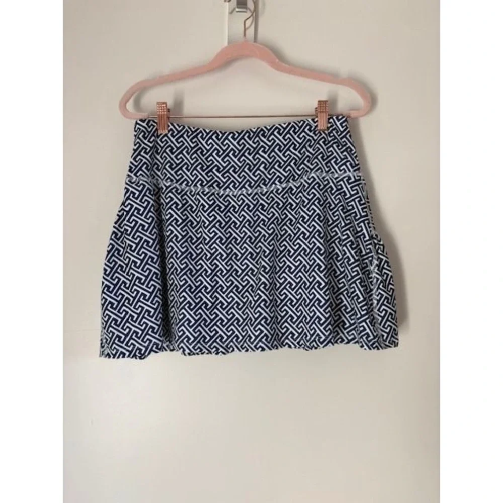 Gottex Womens Navy White Geometric Greek Key Print Athletic Tennis‎ Skort Large